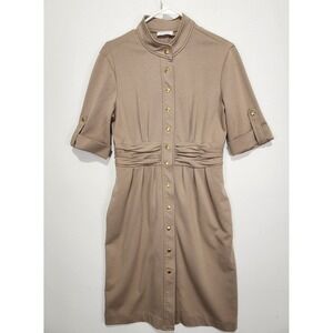 Calvin Klein Women's Button-Up Elegant Classy Tan Dress Size 10